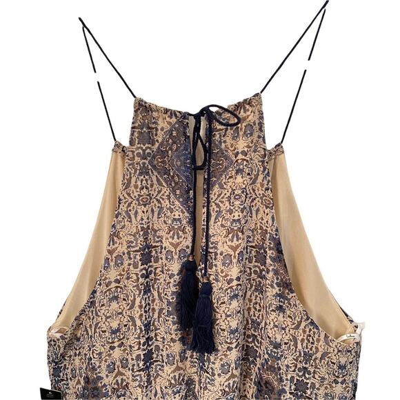 Lulus Mini Dress Size Large Blue Patterned Print Halter strap tassel NWT L - Picture 5 of 6